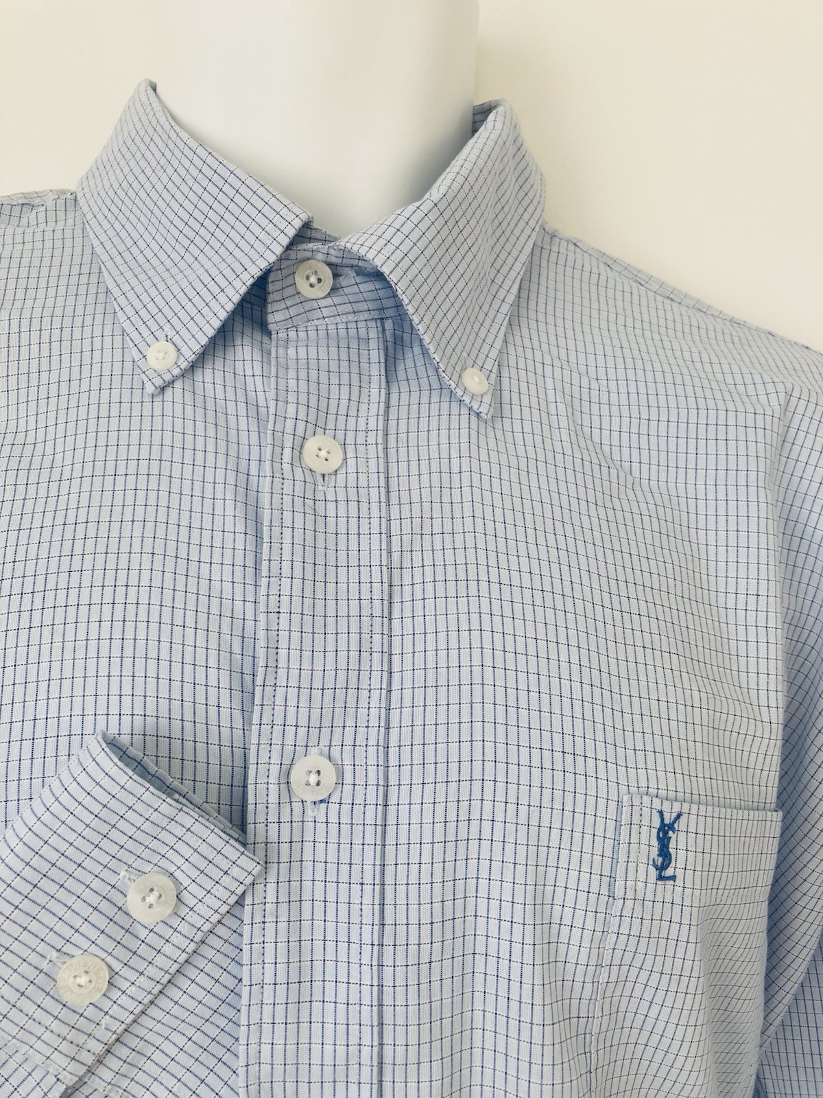 Camicia elegante vintage YSL Yves Saint Laurent abbottonata 17” tasca L leggera