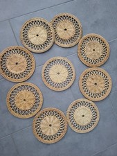 9er Set Boho Tischsets / Platzsets aus Rattan – Handgearbeitet – 20cm Ø