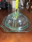 Aqua Blue Indiana Glass Reproduction Depression Glass with Dome Lid Butter Dish — photo 7