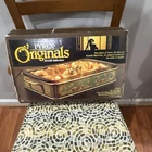 Pyrex Originals Fireside Bakeware 2 Qt Brown Gold Casserole w/ Metal Server