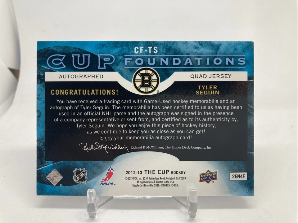 Camiseta deportiva cuádruple 2012-13 Upper Deck The Cup - Foundations Auto Tyler Seguin #CF-TS Foto 4 de 4