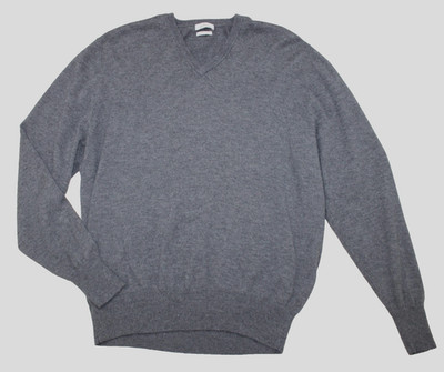 Munrospun Jumper XL Mens Merino Wool Grey V Neck Extra Fine Woolmark Sweater 46