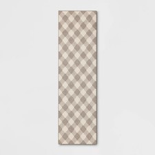 24x7 Gingham Washable Runner Rug Heathered Gr...