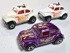 3 Hot Wheels Blackwall VW Bug Baja Volkswagen Beetle Purple Vintage