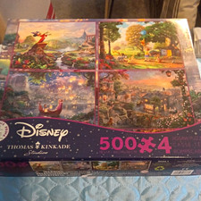 Disney Thomas Kinkade 4-Pack Jigsaw Puzzle Set, 500 Pieces Each 4 Puzzles 