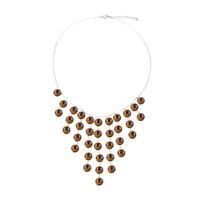 Tigerauge Statement Halskette groß 10 mm Perlen mit 925 Sterling Silber Schmuck