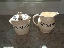 EMMA BRIDGEWATER Black Toast & Marmalade Creamer and Sugar Bowl (lid)