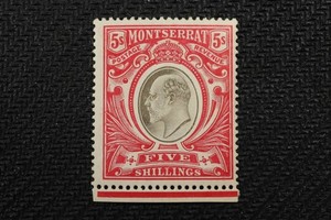 NobleSpirit (BA) Beautiful Montserrat #31 Mint LH Bottom Margin Tab = $160 CV
