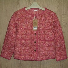 Giacca cappotto trapuntato stampa floreale rosso ruggine Next New bambina età 7-8 128 cm nuovo con etichette