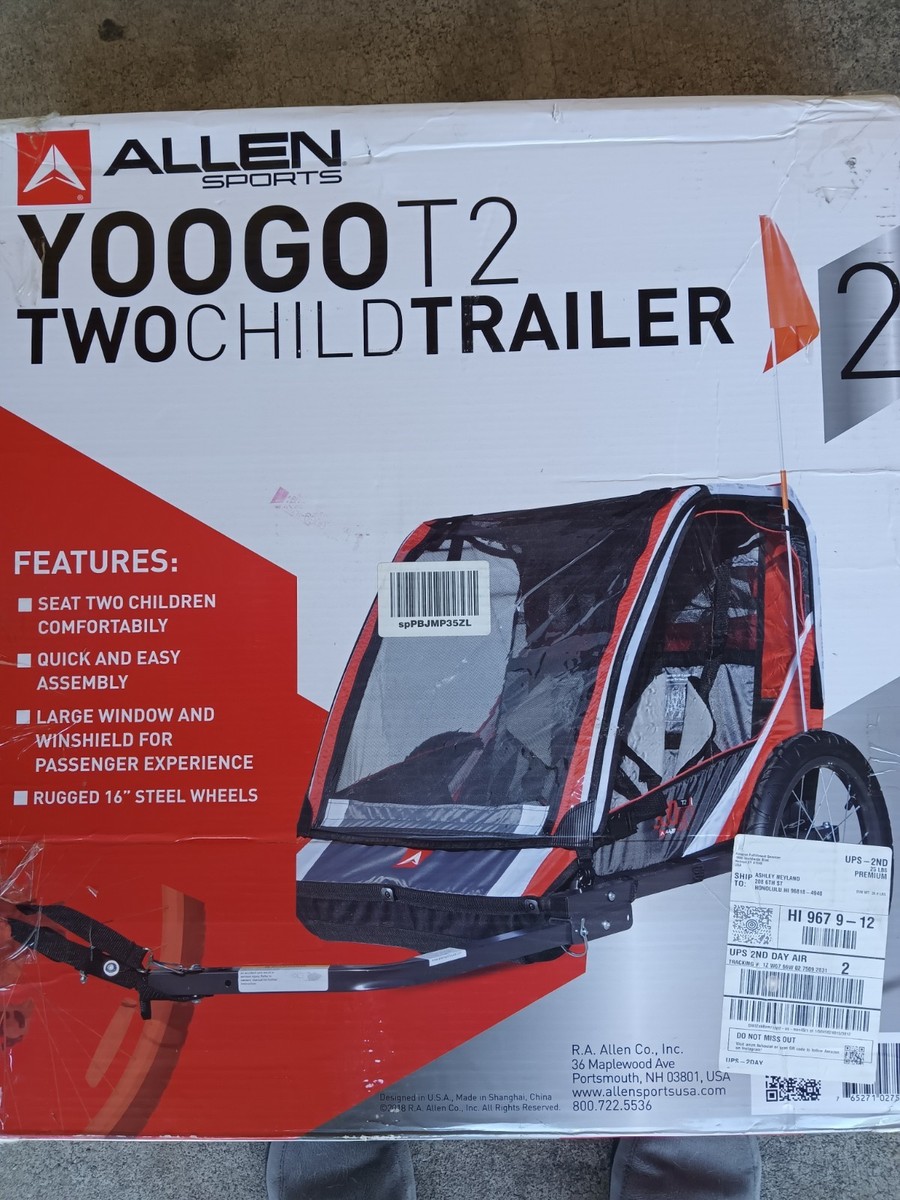 Allen Sports T2-R Deluxe 2-Child Bicycle Trailer Red