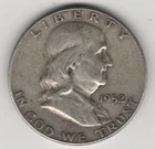1952 D FRANKLIN HALF DOLLAR 90% SILVER DENVER MINT .50¢ UNITED STATES OF AMERICA