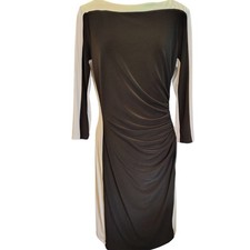 Ralph Lauren Green Label Classic Lined Midi Dress 3/4 Sleeve Size 14 Colorblock