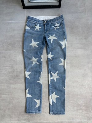 Stella McCartney Blue Star Print Jeans Straight Leg Made in Italy Women s