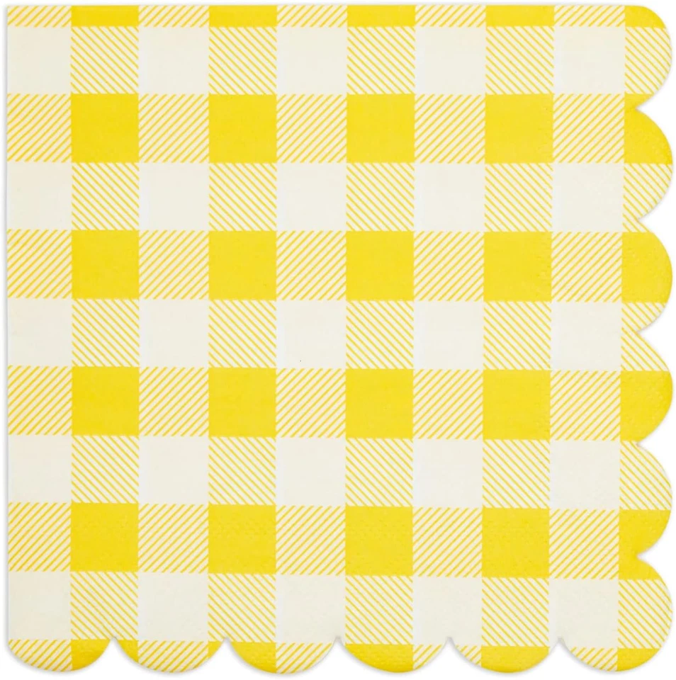 Yellow Plaid Paper Napkins for Birthday Party, Wedding - 6.5 X 6.5 Inch - 100 Pa - Image 4 of 4