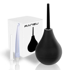 RANEU Enema Bulb Anal Douche Kit for Women Men 4 Piece Set, Black