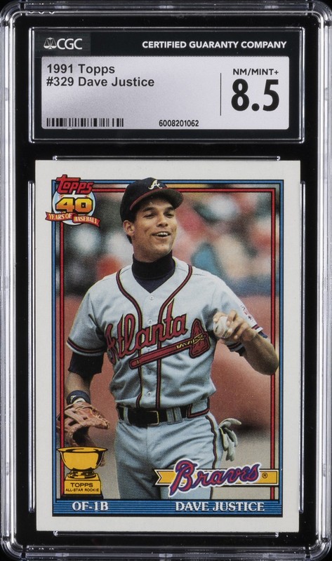 1991 TOPPS #329 DAVE JUSTICE CGC 8.5