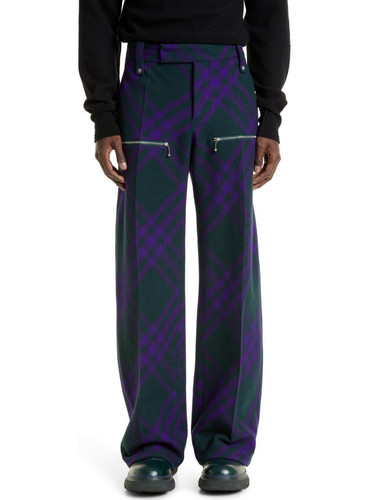 Burberry Check Virgin Wool Knit Trousers, 32US/48EU, DEEP ROYAL, $1650 NWT