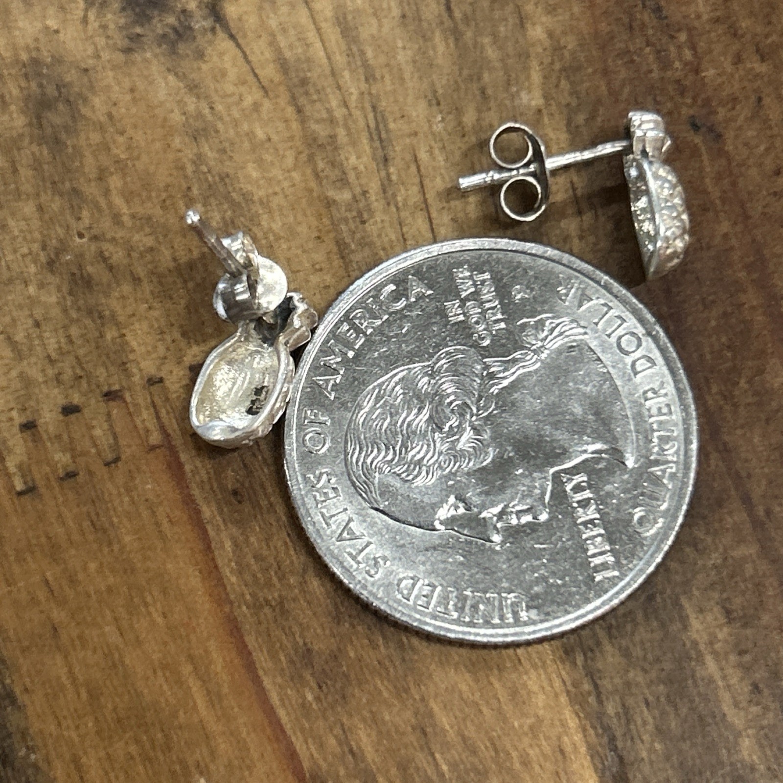 Sterling Silver Pineapple Drop Stud Earrings 1.31… - image 2