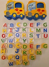 2 LeapFrog School Bus Fridge Phonics Toy Alphabet Magnetic 46 Letters - Tested