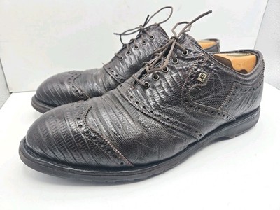 FootJoy Classics Brown Teju Lizard Golf Shoes Men's Size 11 D Vtg
