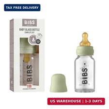 BIBS Baby Glass Bottle Complete Set 110 ml BPA Free Natural Rubber Made in D