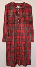 Red Tartan Plaid Aria Night Gown Women Large Soft Warm Cozy Holiday Granny