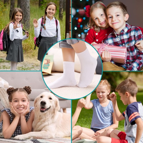 Kids Athletic Crew Socks Boys Girls Cotton School Uniform Casual Basic Socks ... - Picture 5 of 6