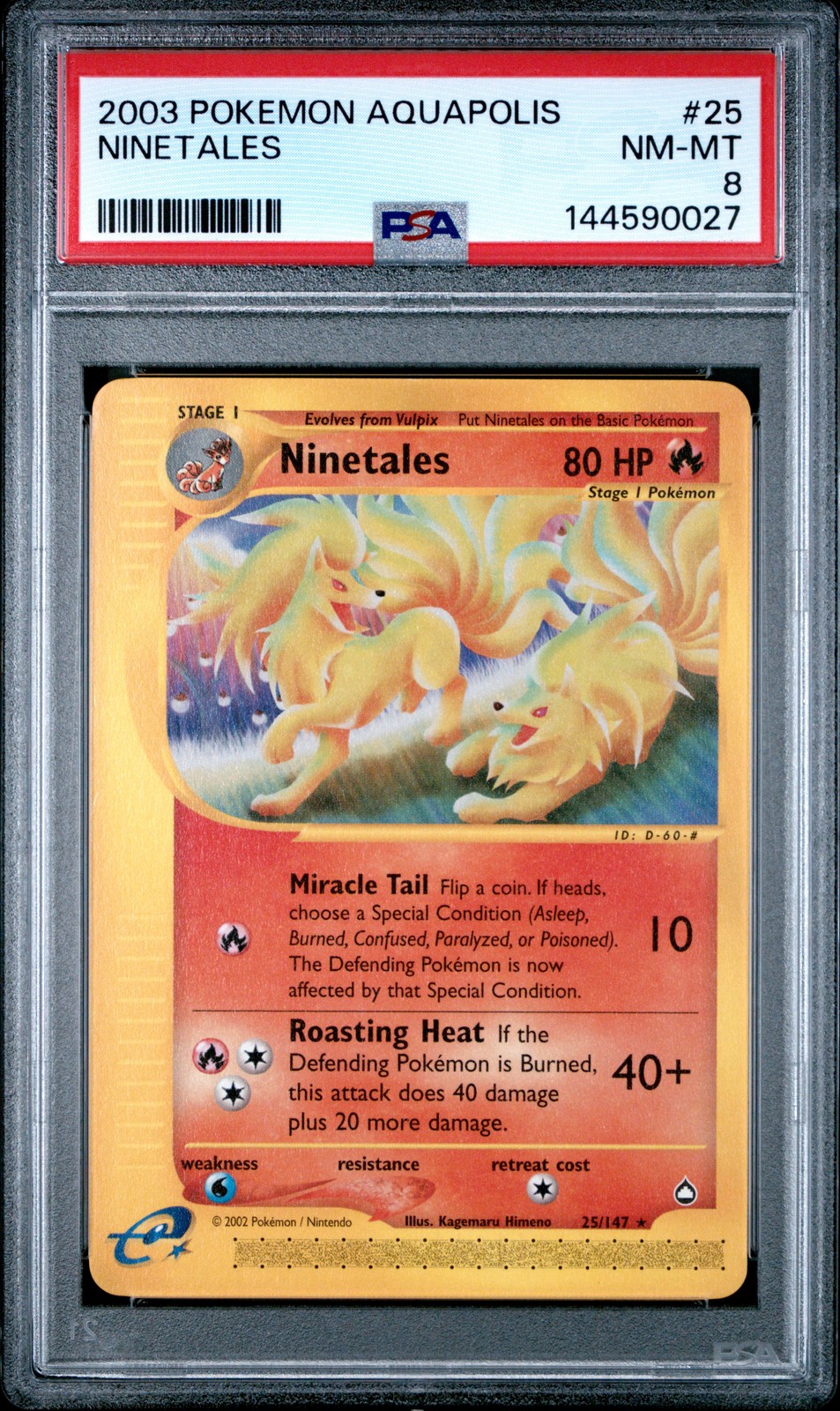 2003 POKEMON AQUAPOLIS #25 NINETALES PSA 8