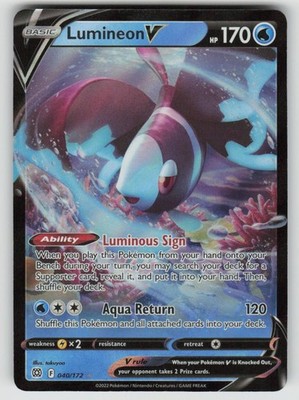 Lumineon V 040/172 Holo V Rare Brilliant Stars Pokemon Holo Near Mint