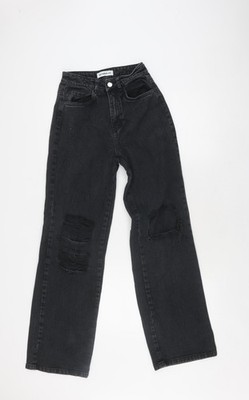 Between Us Damen Jeans schwarz Distressed Straight