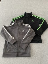 Youth Adidas Three Stripe Full Zip Up Jackets Two Pairs Size 6 Gray  Black