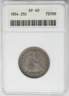 1854 Seated Liberty Quarter 25c Arrows EF40 XF40 ANACS 951209-1