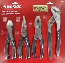 4 Piece High Leverage Multiuse Pliers Set With Diagonal, Long Nose, Slip Joint