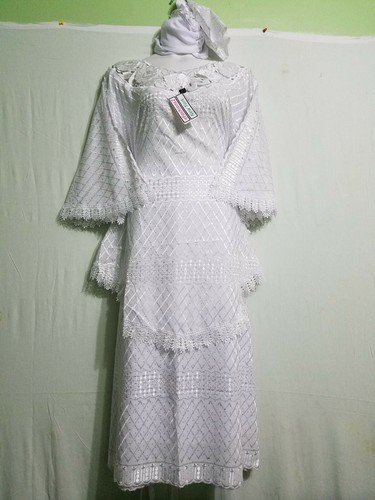 Damenbekleidung Afrikanischer Poncho Rock Anzug Free Size Weiß - Bild 6 von 8