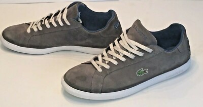 LACOSTE Men s 10.5 Shoes Graduate CA Vulc Grey Suede Court Low Top Sneakers EUC