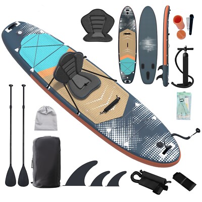 Danrelax Inflatable 10.5' Stand Up Paddle Board with Kayak Seat, Dark Blue & Red