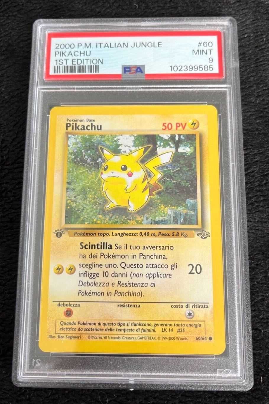 2000 P.M.Italian Jungle 1st Edition Pikachu  #60 PSA Graded Mint 9