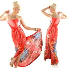 New Ladies Casual Beach Bandeau Stretch Floral Maxi Summer Dress UK size 8/10 