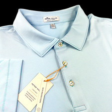 Peter Millar Summer Comfort Performance Stretch Striped Polo Shirt 2XL Blue