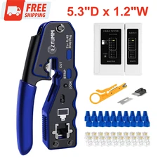 RJ45 Crimp Tool Kit - Pass Through Ethernet Crimper Tester Cat5e Cat6 Cat6a 8P8C