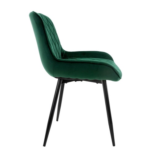 4x Silla de comedor de terciopelo verde ergonómica para salón / oficina 81 cm - Imagen 3 de 6