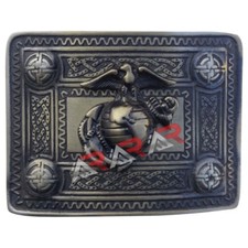 AAR Highland Kilt Belt Buckle with US Marine Brass Antique Finish Scottish