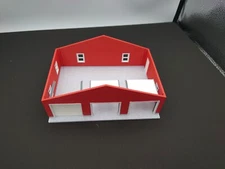1:64 Scale - RED 3 Car Garage with Opened and Closed Garage Door - 3D Printed