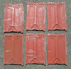 Group Of 6 Tin Victorian Ceiling Tiles W Orig Red Paint