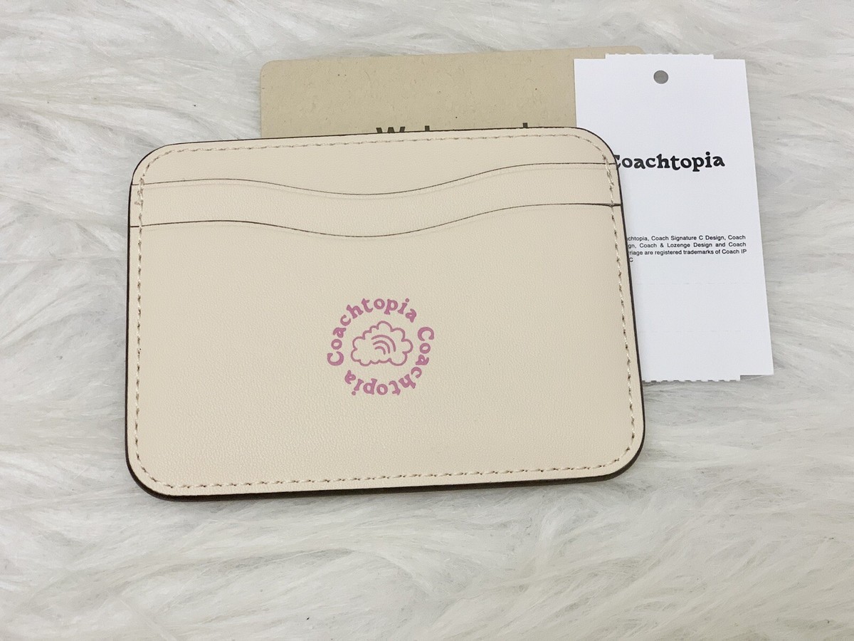 AUTHENTIC COACH Wavy Card Case Coachtopia Leather With Cherry
