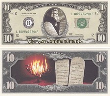 USA 10 US Dollar 'Ten Commandments' - Moses (C. Heston) - NEW UNCIRCULATED CRISP
