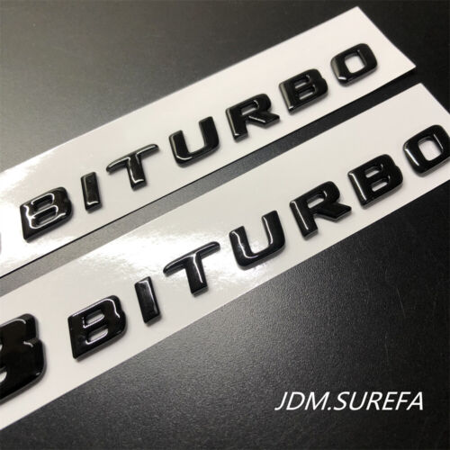 2Pcs Gloss Black V8 Biturbo Emblem Vent Fende Badge For Mercedes-Benz 2017-2022 - Picture 4 of 12