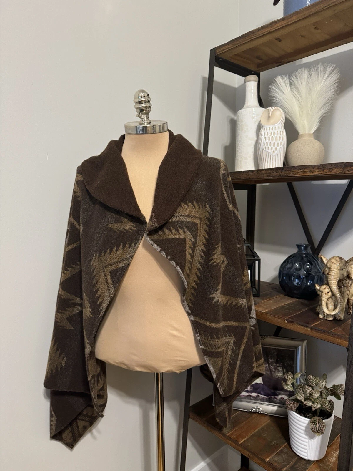 VTG Lauren Ralph Lauren Wool Poncho Cape Shawl Native American Blanket Tribal