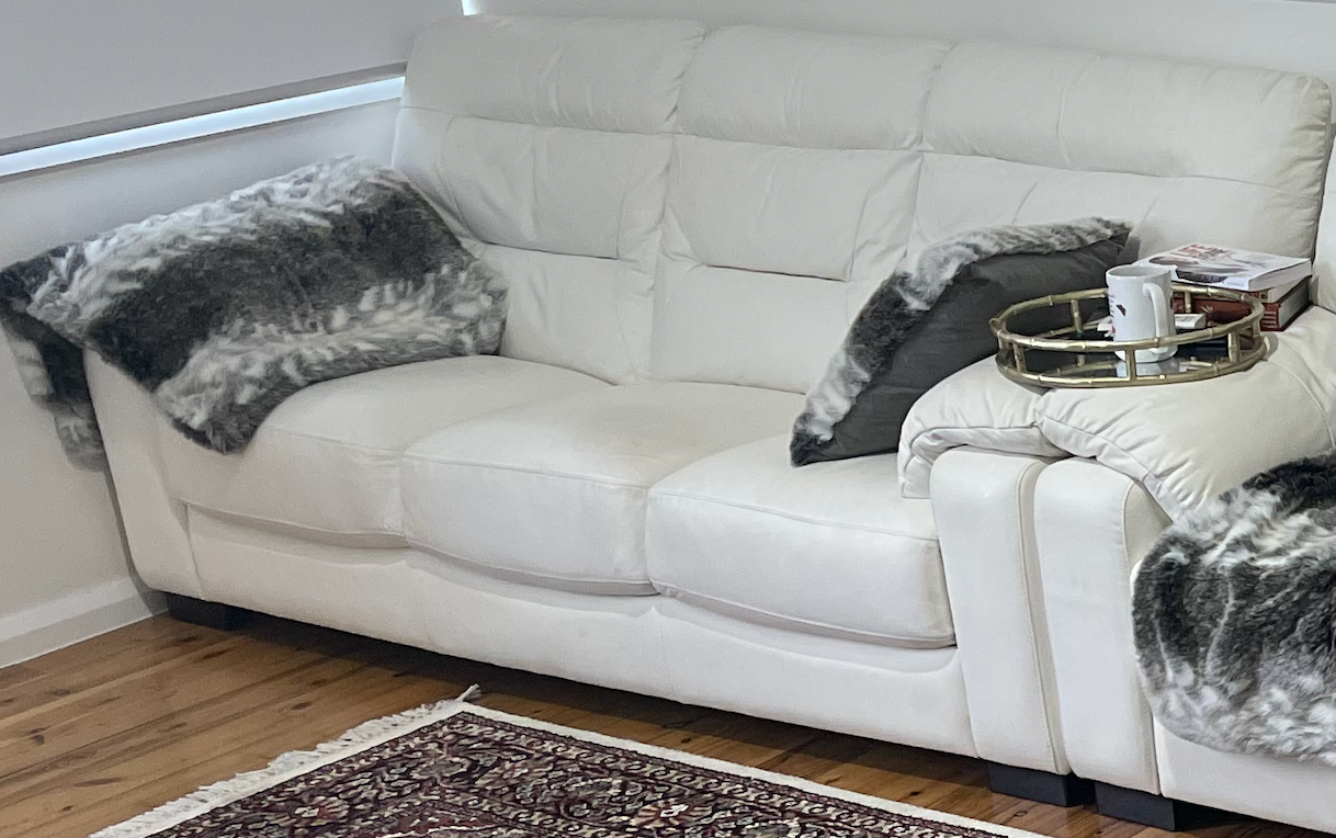 Near new 3 Piece white leather lounge suite eBay