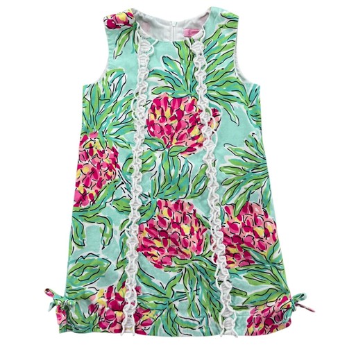 Lilly Pulitzer Little Lilly Shift Dress Girls Green Pink Spike The Punch Size 6